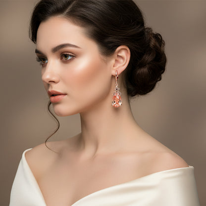 Elegant Zircon Teardrop Chinese Knot Earrings