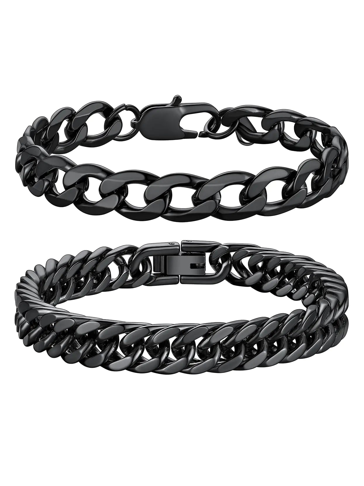Stainless Sleek Cuban Bracelets Pair for Men and Women