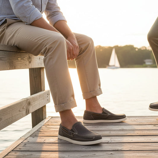 Margaritaville Men’s Dockside Boat Shoe – Beach-Inspired Canvas Slip-On