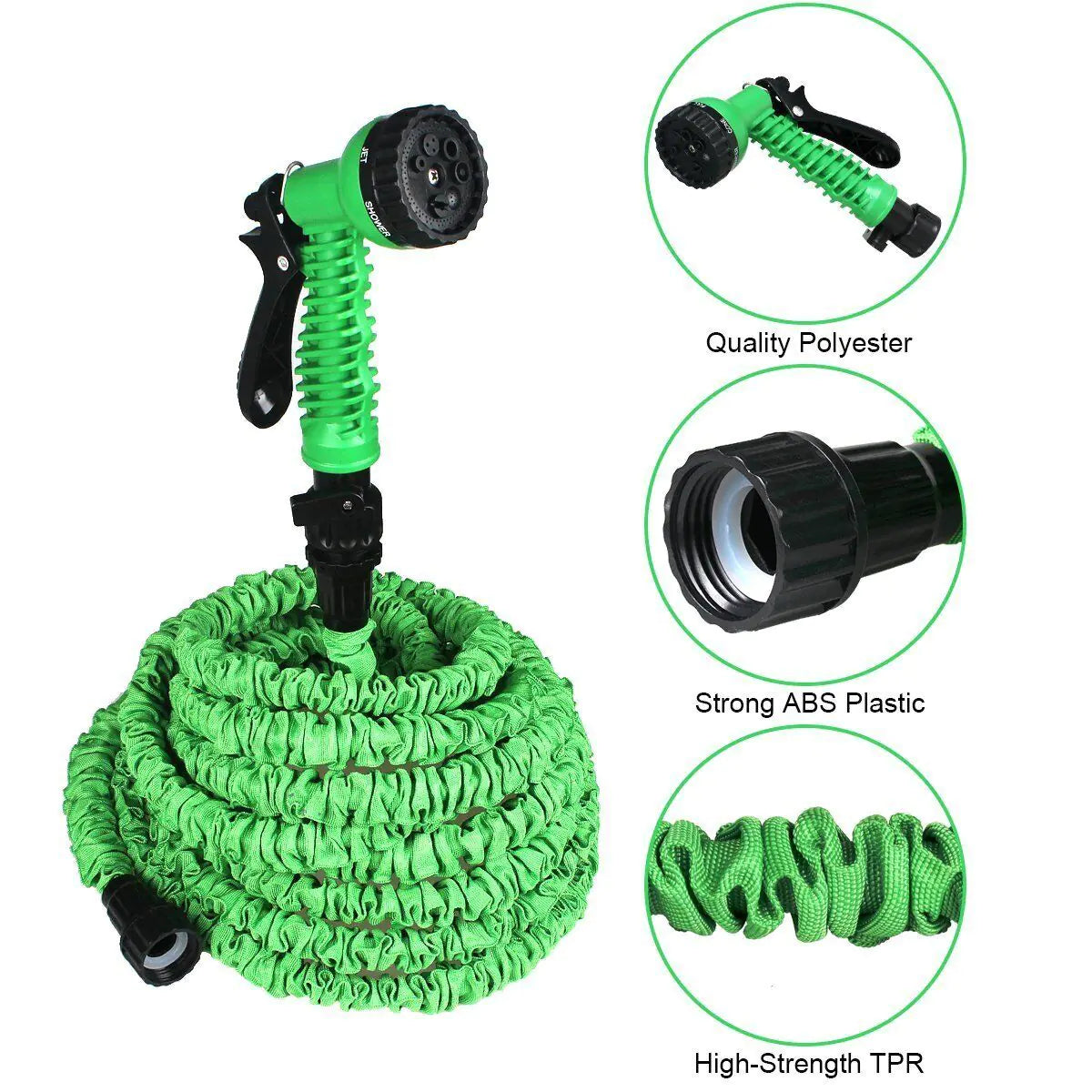 Heavy-Duty Expandable Garden Hose with Nozzle – 25FT to 100FT