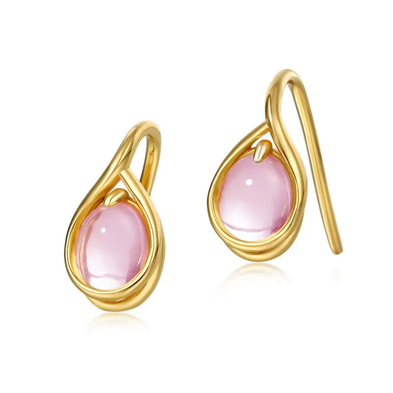 Nature’s Whisper Rose Quartz Drop Earrings – Elegant Natural Stone Jewelry